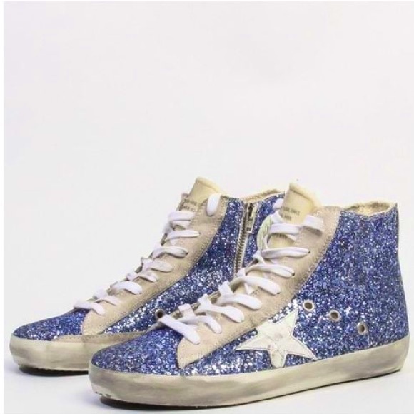 Golden Goose Shoes - Golden Goose Francy Glitter High Top Sneakers Light Blue EU 38 or US 8